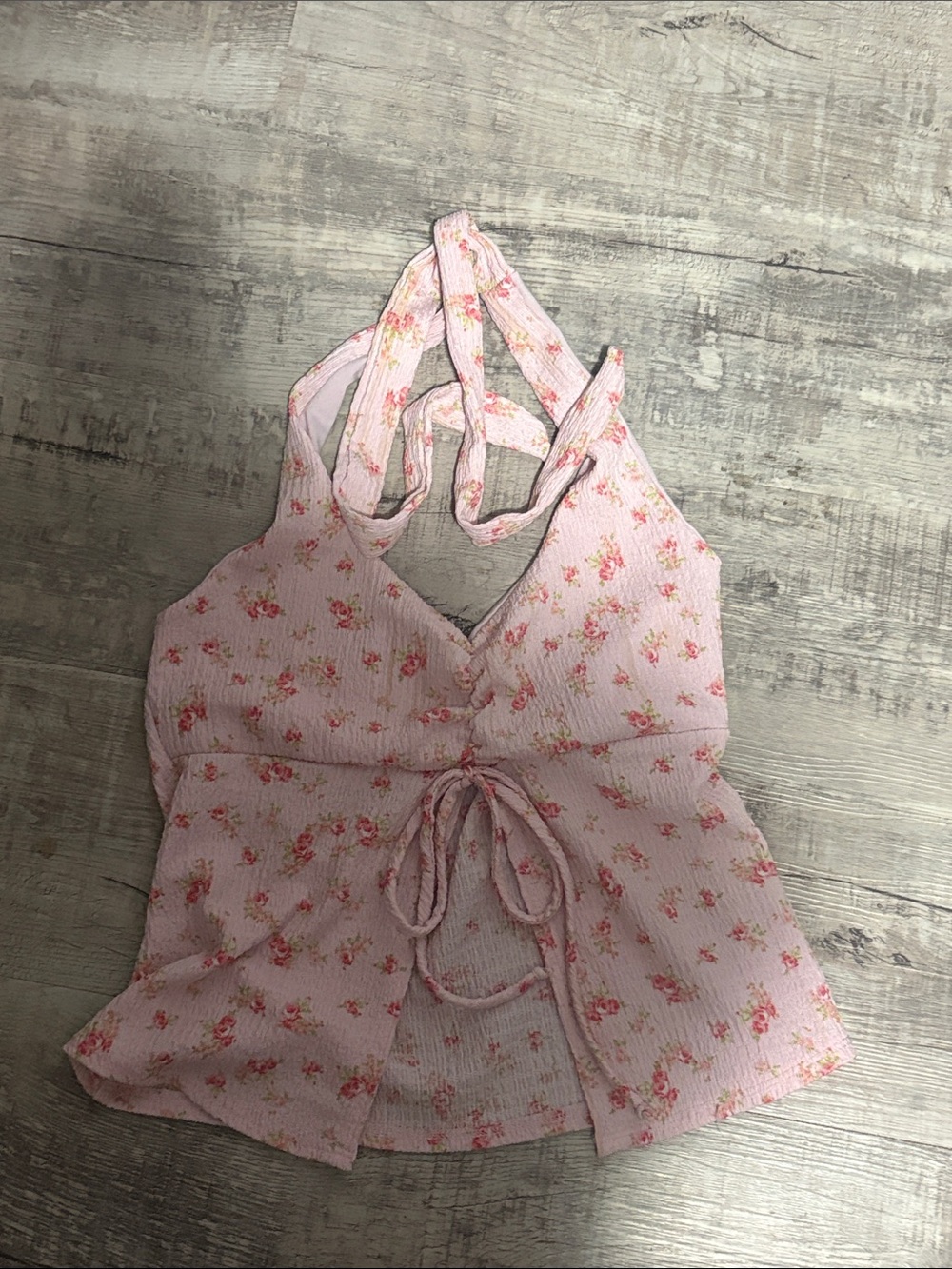 Amazon Pink Floral Halter Bandeau Top